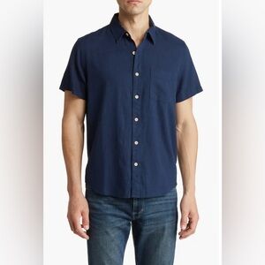 NWOT/ Lucky Brand Men’s Navy Short Sleeve Button Down Shirt – Size M